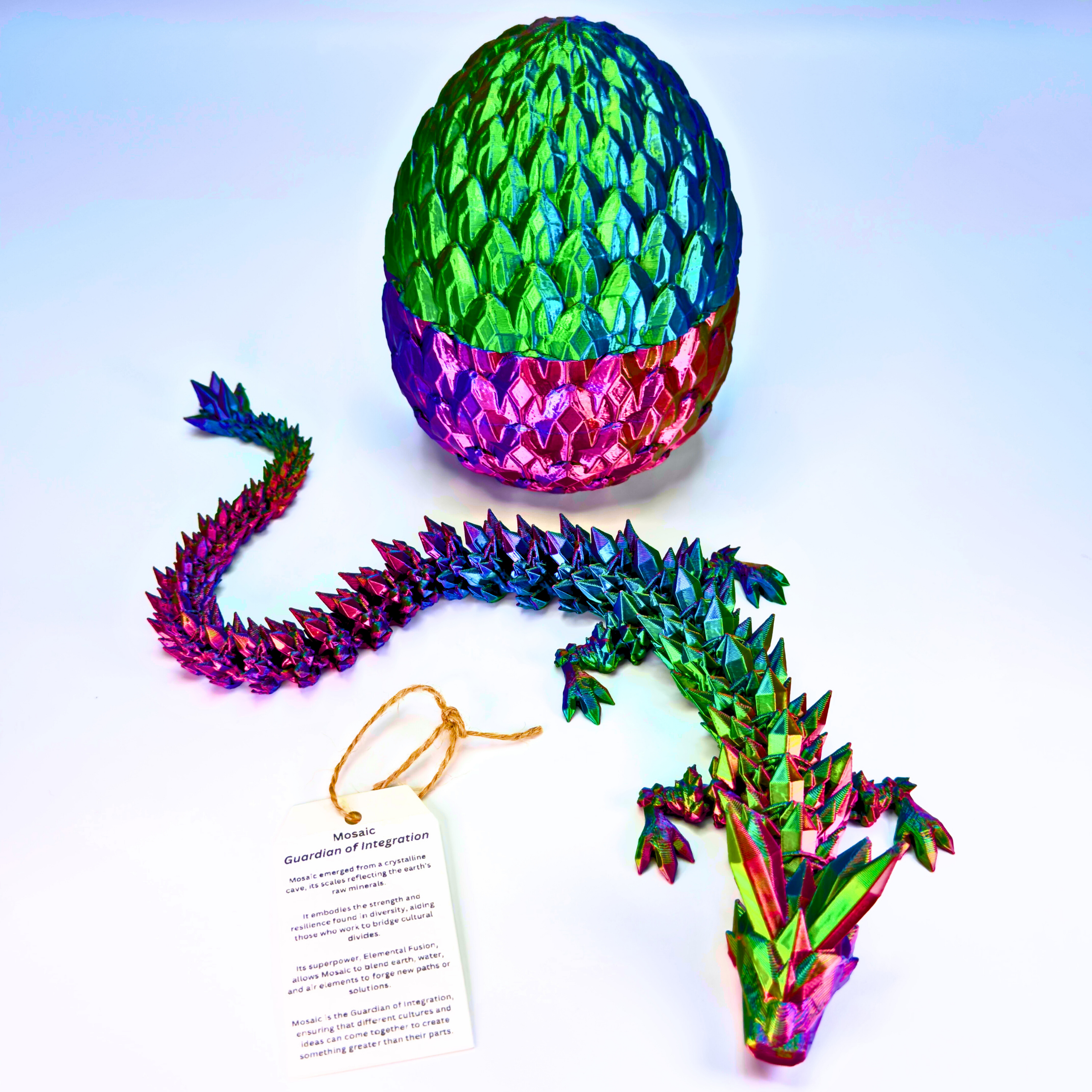 17IN Crystal Dragon & 6IN Crystal Egg - Crystal Dragons - Dragon Fidgets