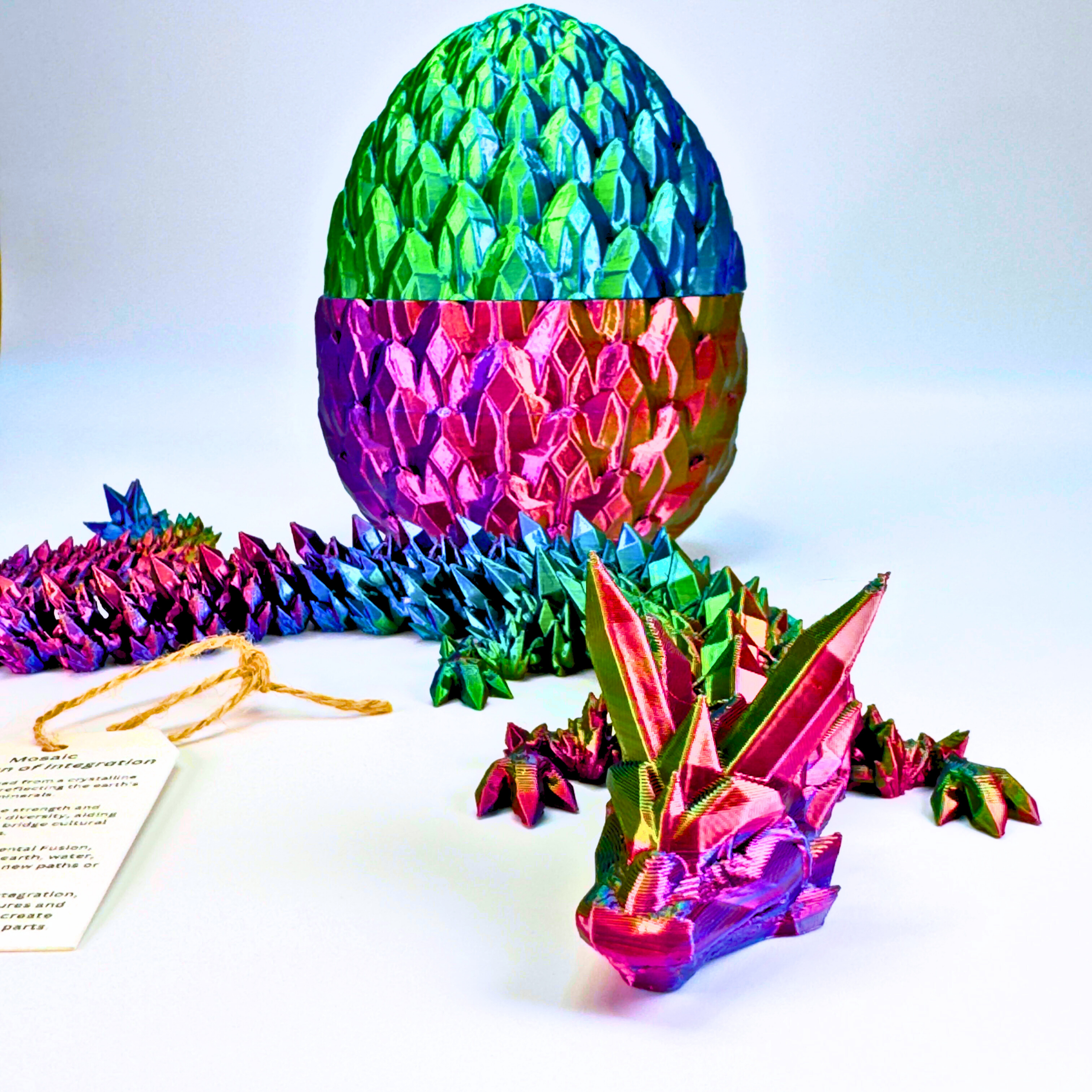 17IN Crystal Dragon & 6IN Crystal Egg - Crystal Dragons - Dragon Fidgets