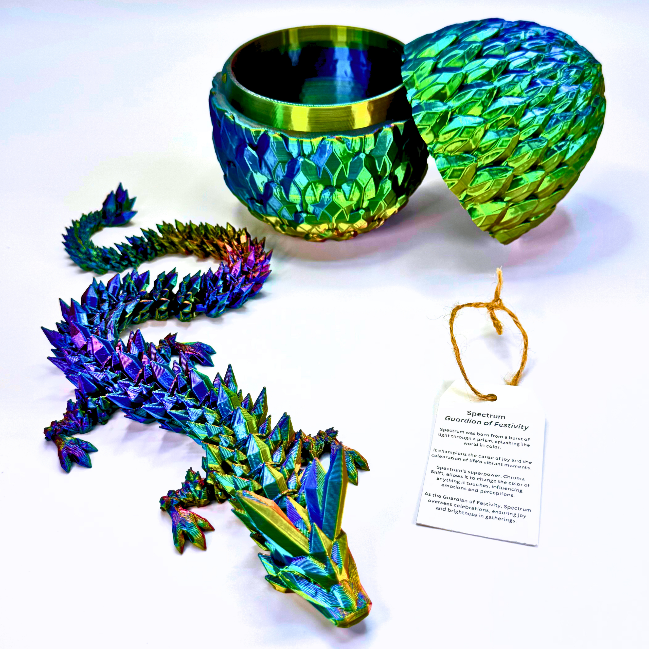 17IN Crystal Dragon & 6IN Crystal Egg - Crystal Dragons - Dragon Fidgets