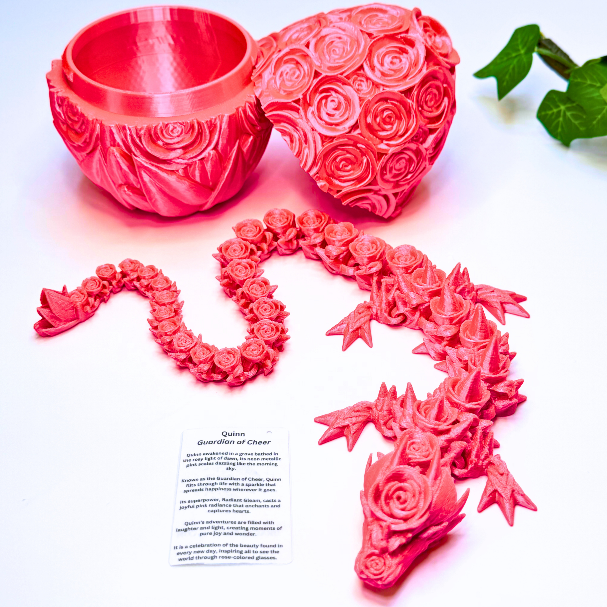 20IN Rose Dragon & 6IN Rose Egg - Rose Dragons - Dragon Fidgets