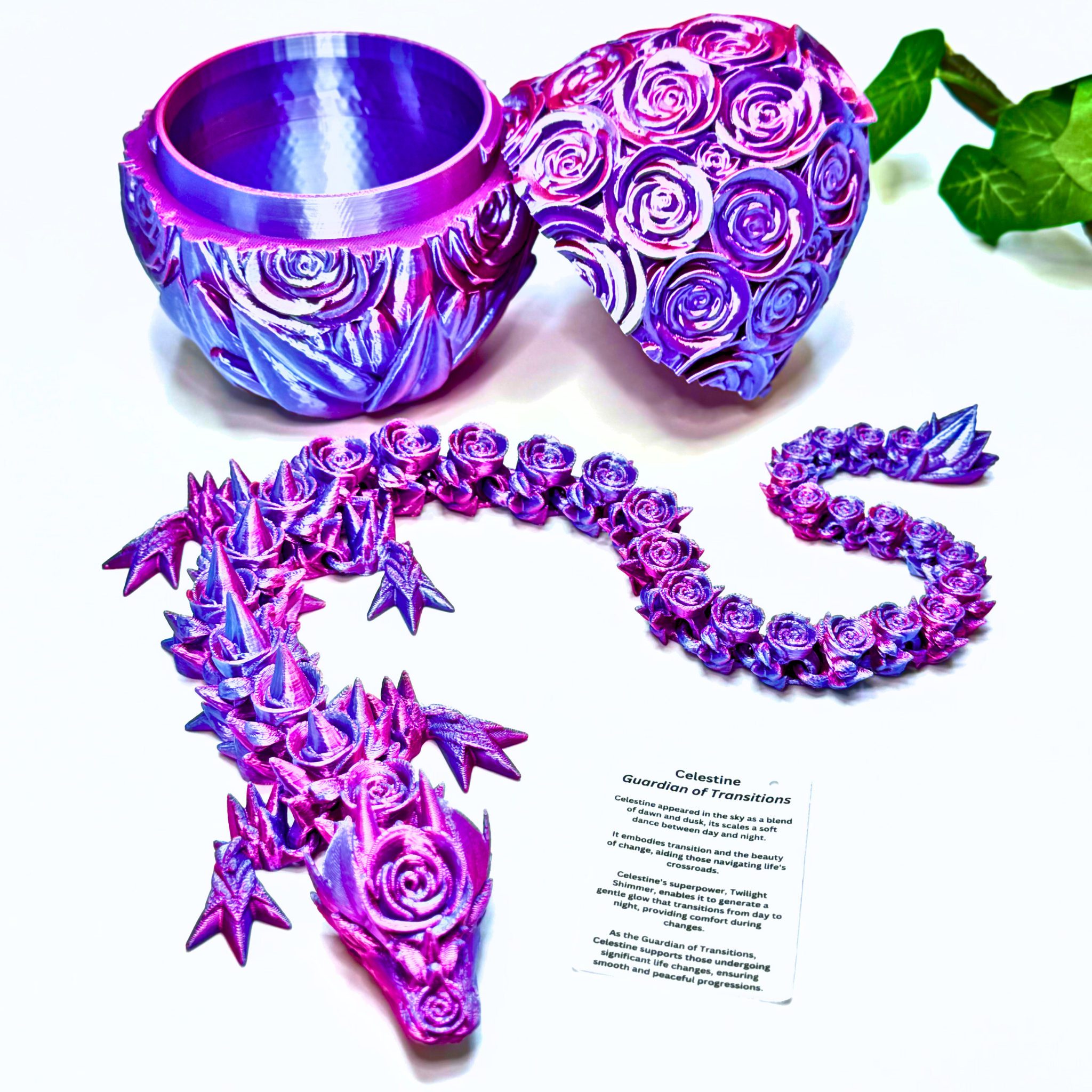 20IN Rose Dragon & 6IN Rose Egg - Rose Dragons - Dragon Fidgets
