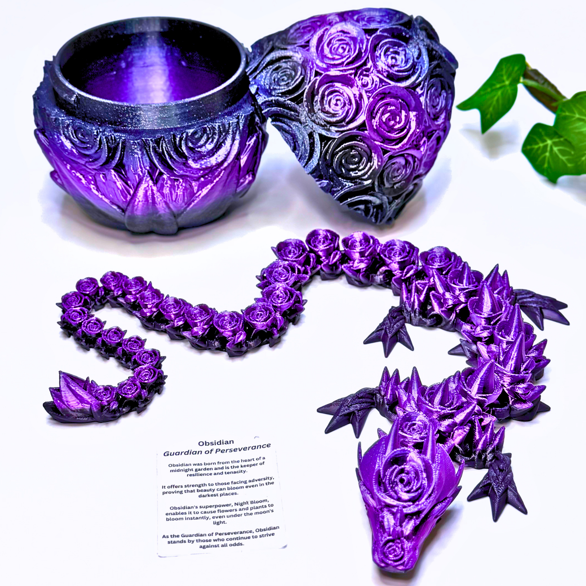 20IN Rose Dragon & 6IN Rose Egg - Rose Dragons - Dragon Fidgets