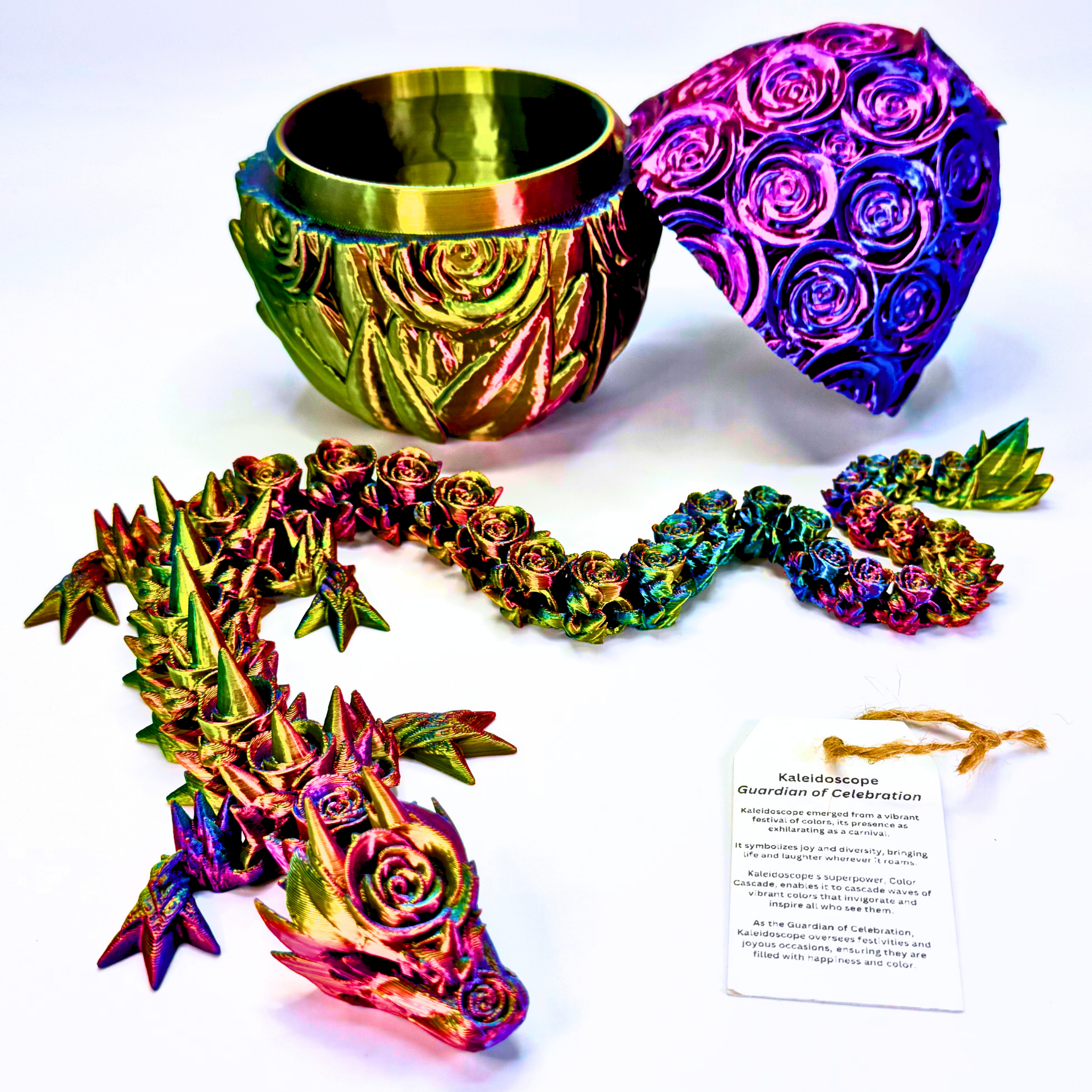 20IN Rose Dragon & 6IN Rose Egg - Rose Dragons - Dragon Fidgets