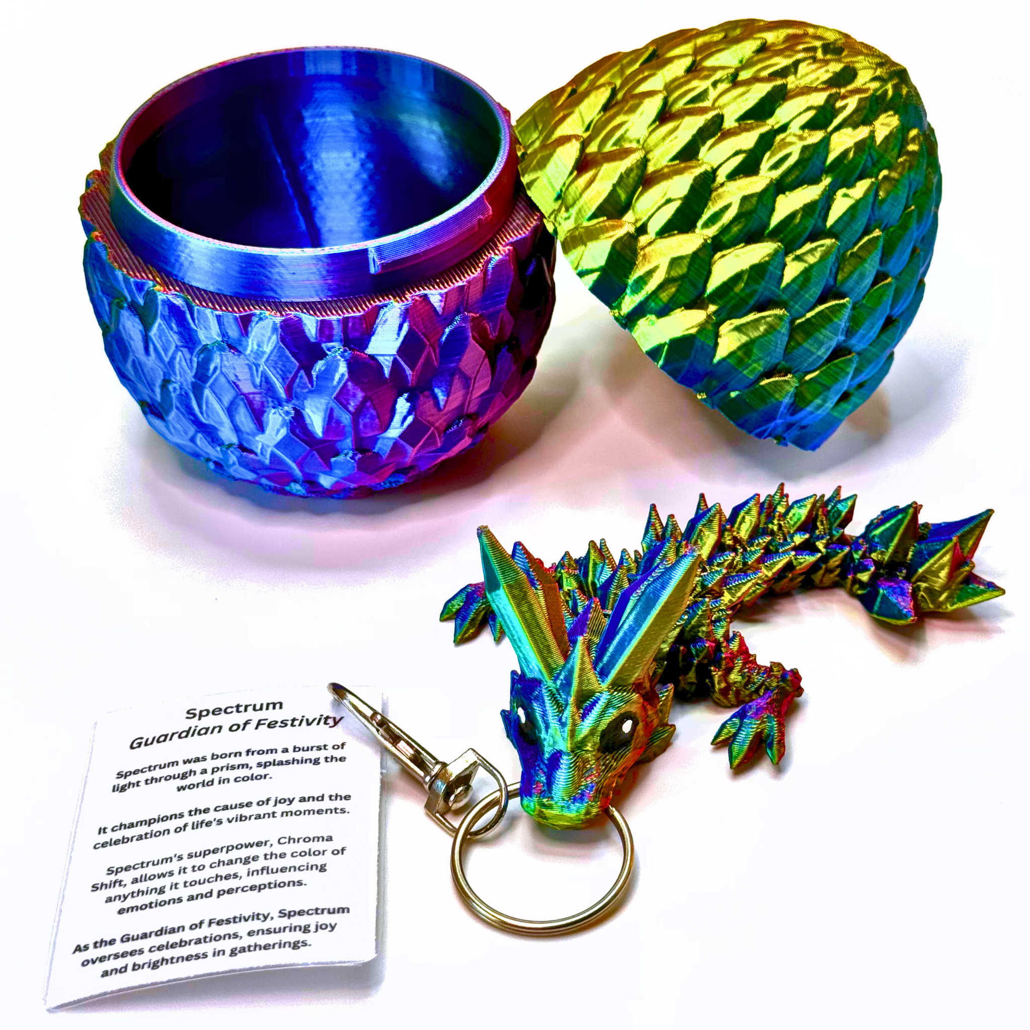 4.5IN Crystal Dragon Keychain & Egg - Crystal Dragons - Dragon Fidgets