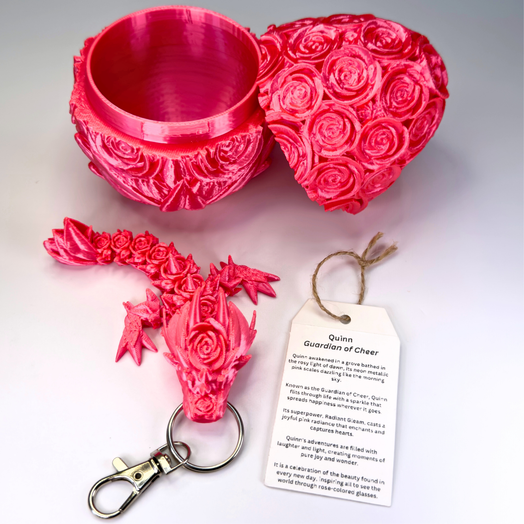 4.5IN Rose Dragon Fidget Keychain - Rose Dragons - Dragon Fidgets