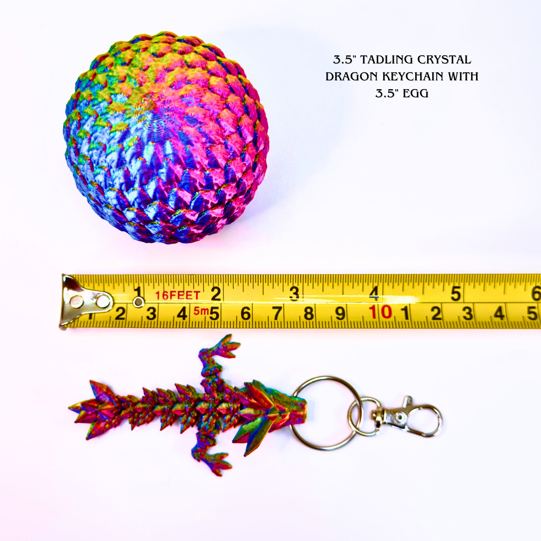 3.5IN Tadling Crystal Dragon Keychain & 3.5IN Crystal Egg - Crystal Dragons - Dragon Fidgets