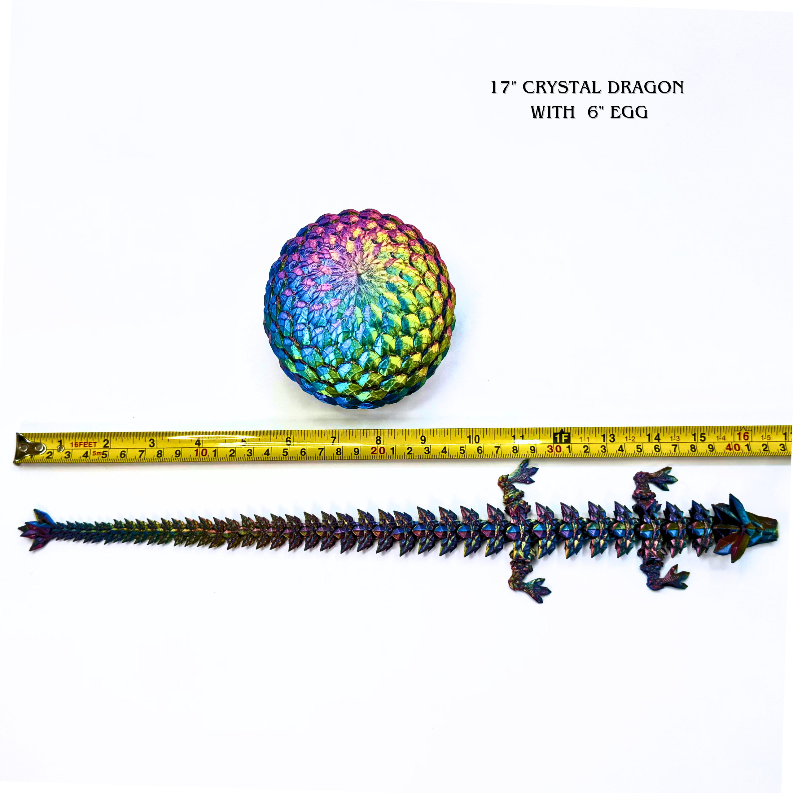 17IN Crystal Dragon & 6IN Crystal Egg - Crystal Dragons - Dragon Fidgets