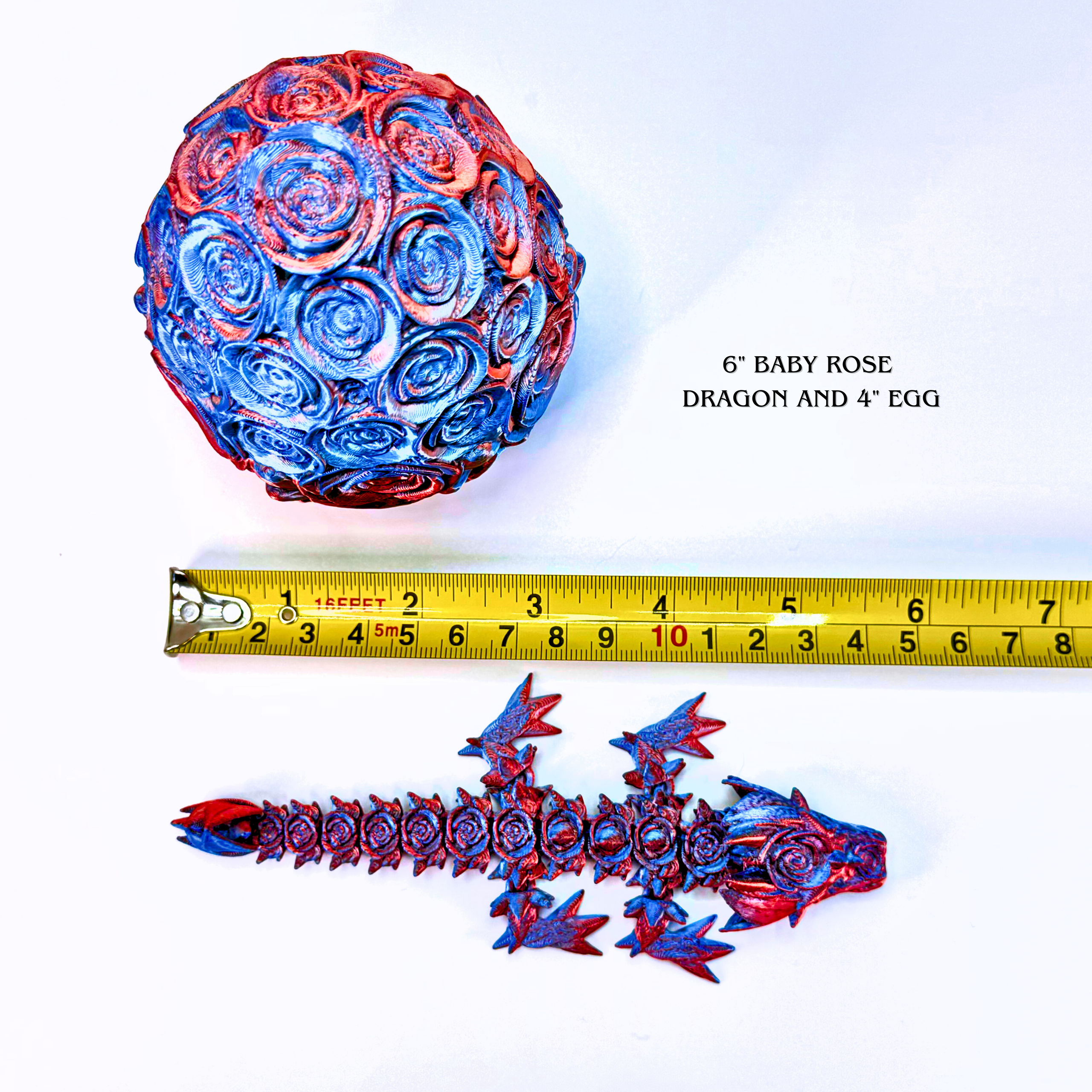 6IN Baby Rose Dragon & 4IN Rose Egg - Rose Dragons - Dragon Fidgets