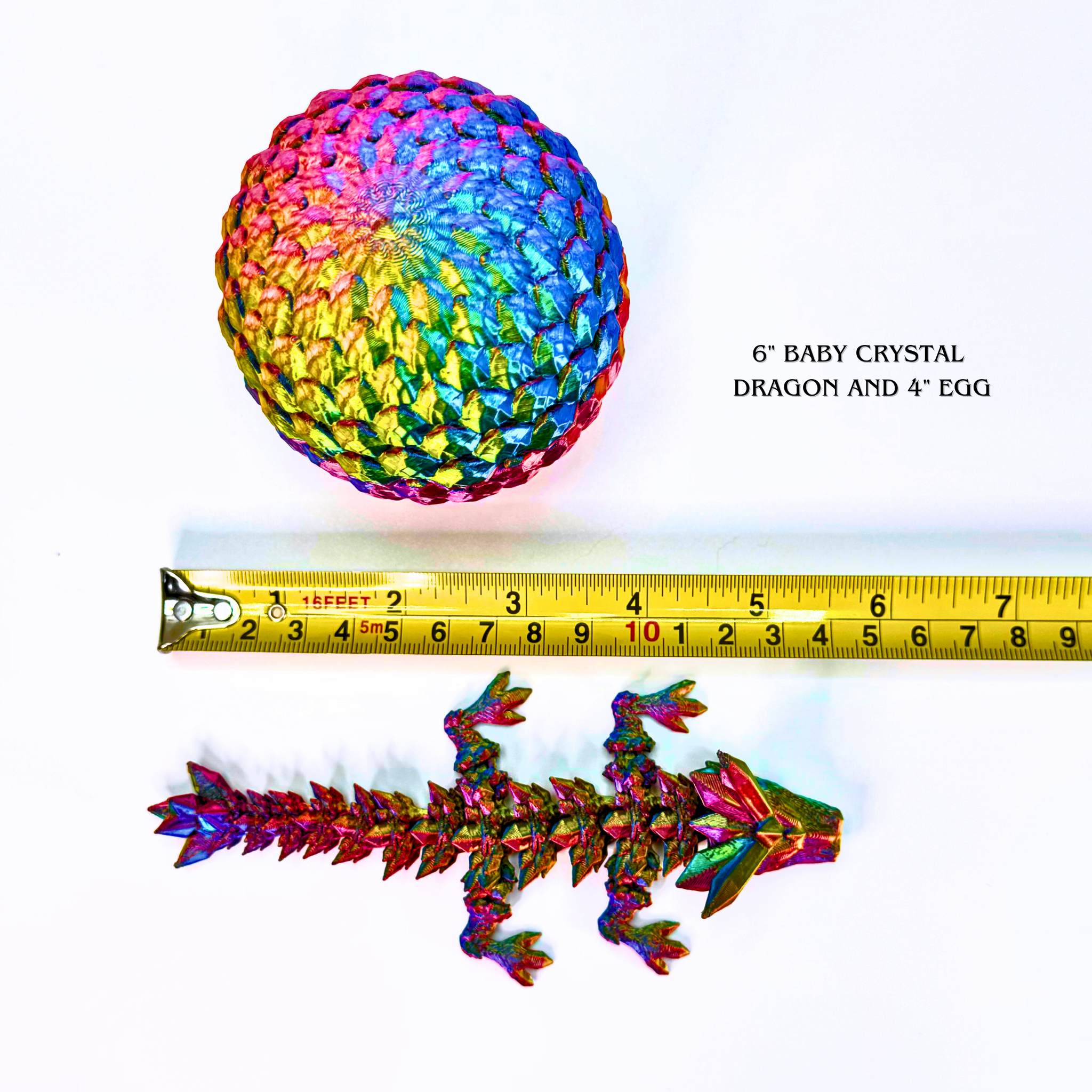6IN Baby Crystal Dragon & 4IN Crystal Egg - Crystal Dragons - Dragon Fidgets