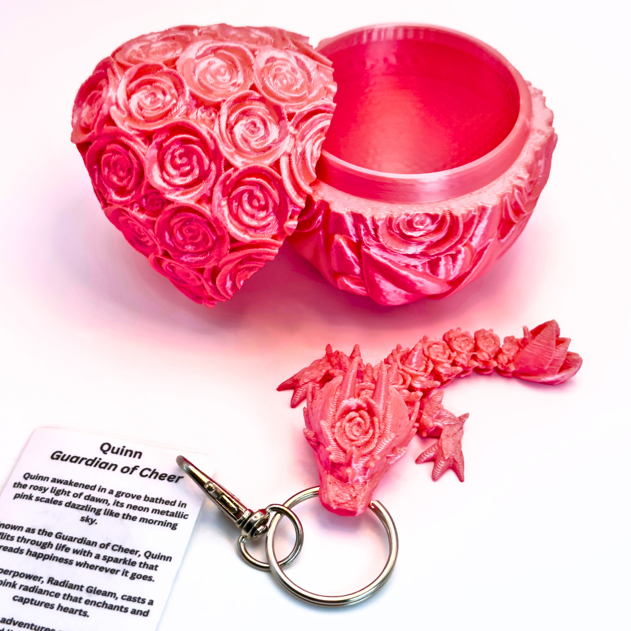 3.5IN Tadling Rose Dragon keychain & Rose Egg - Rose Dragons - Dragon Fidgets