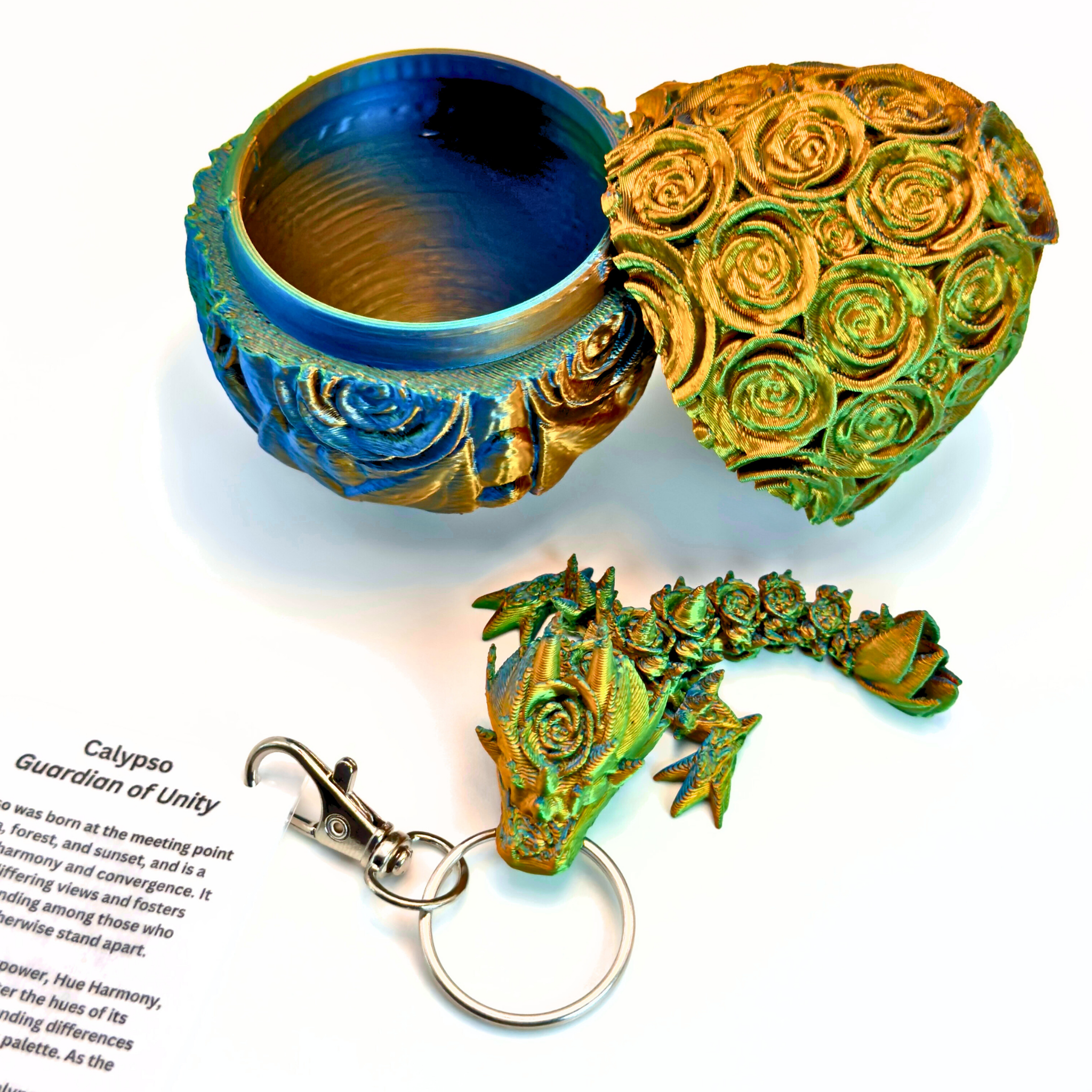 3.5IN Tadling Rose Dragon keychain & Rose Egg - Rose Dragons - Dragon Fidgets