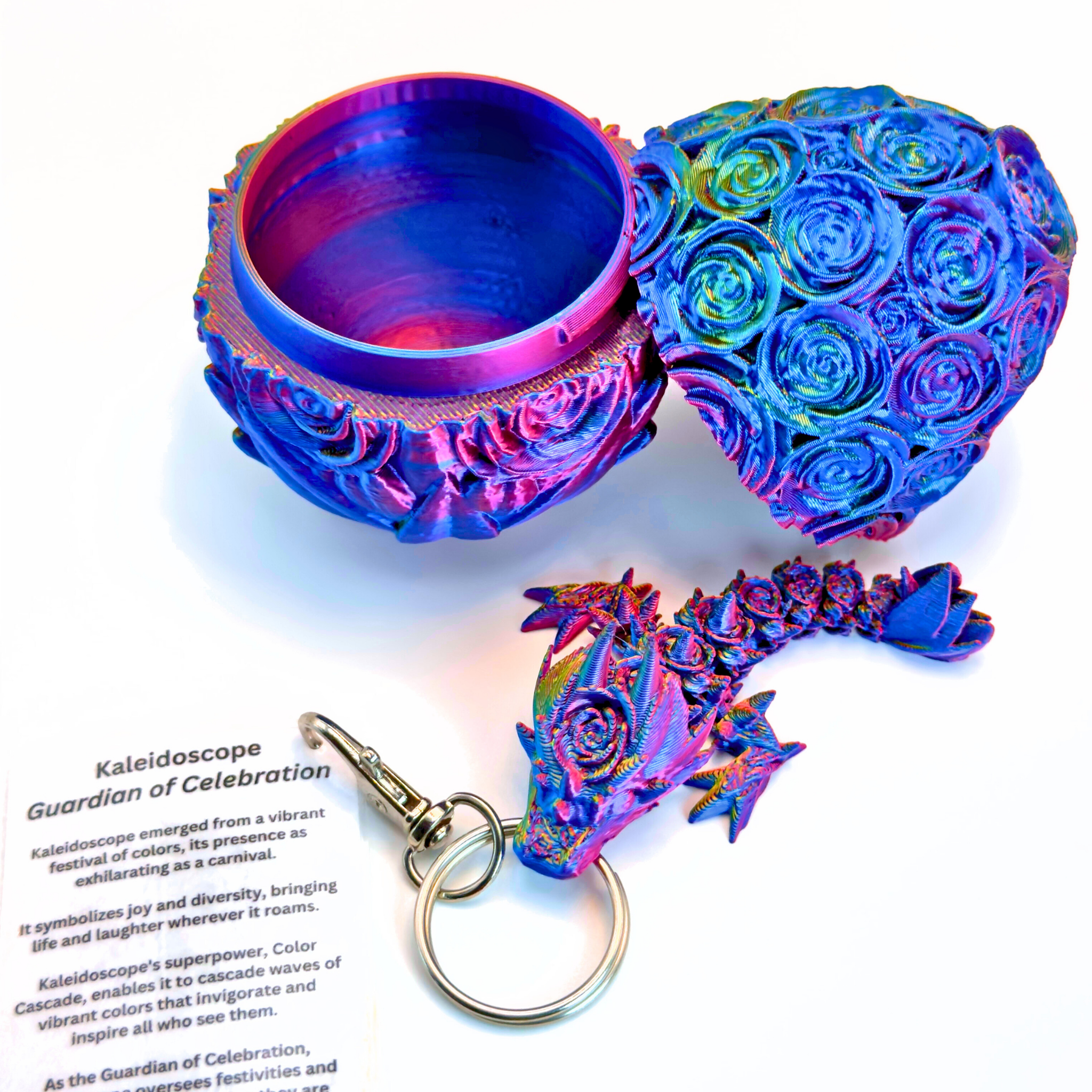 3.5IN Tadling Rose Dragon keychain & Rose Egg - Rose Dragons - Dragon Fidgets