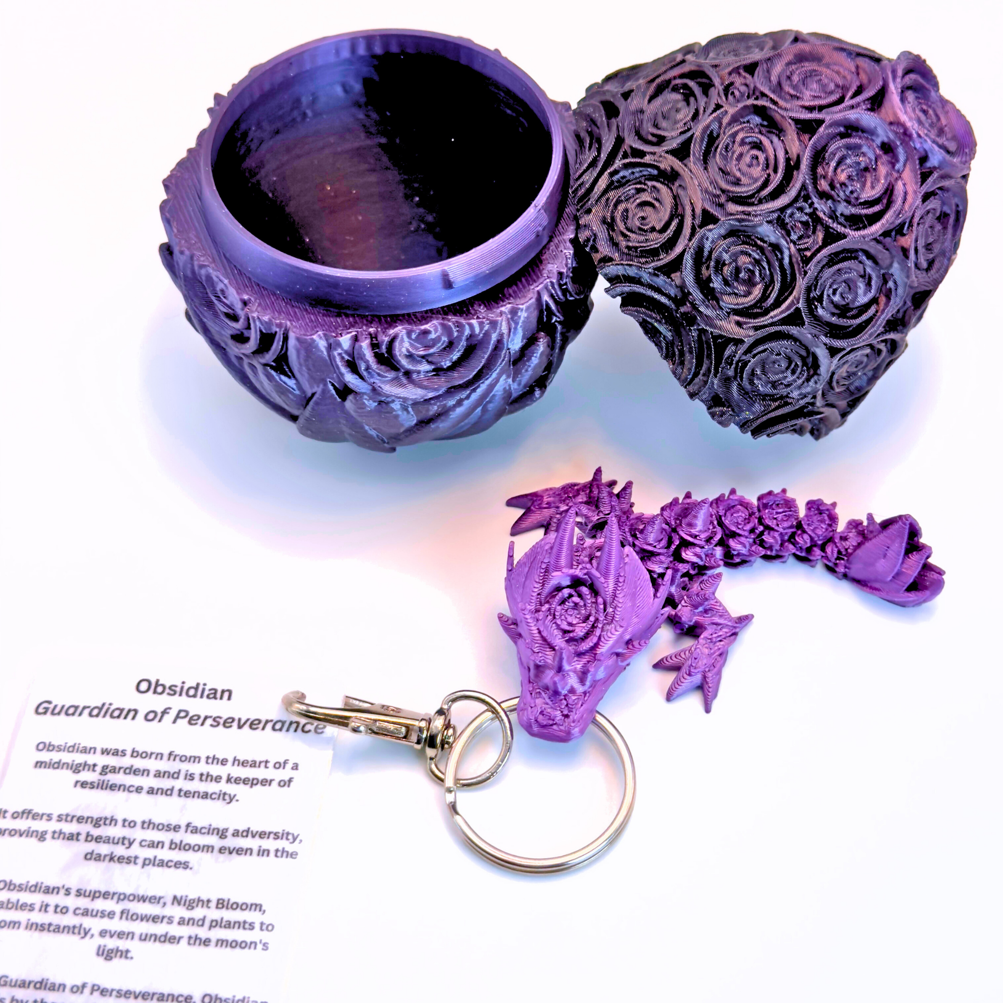 3.5IN Tadling Rose Dragon keychain & Rose Egg - Rose Dragons - Dragon Fidgets