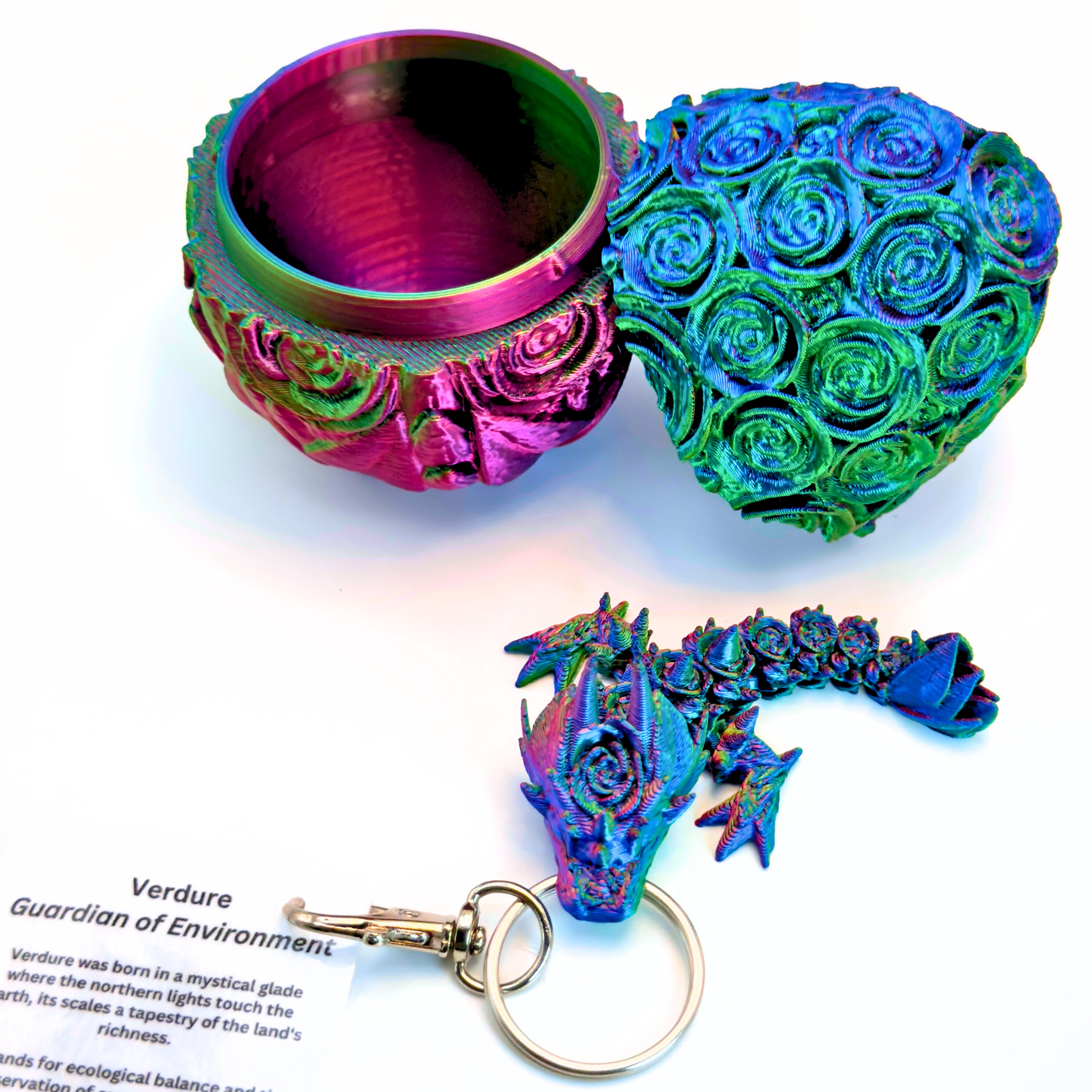 3.5IN Tadling Rose Dragon keychain & Rose Egg - Rose Dragons - Dragon Fidgets