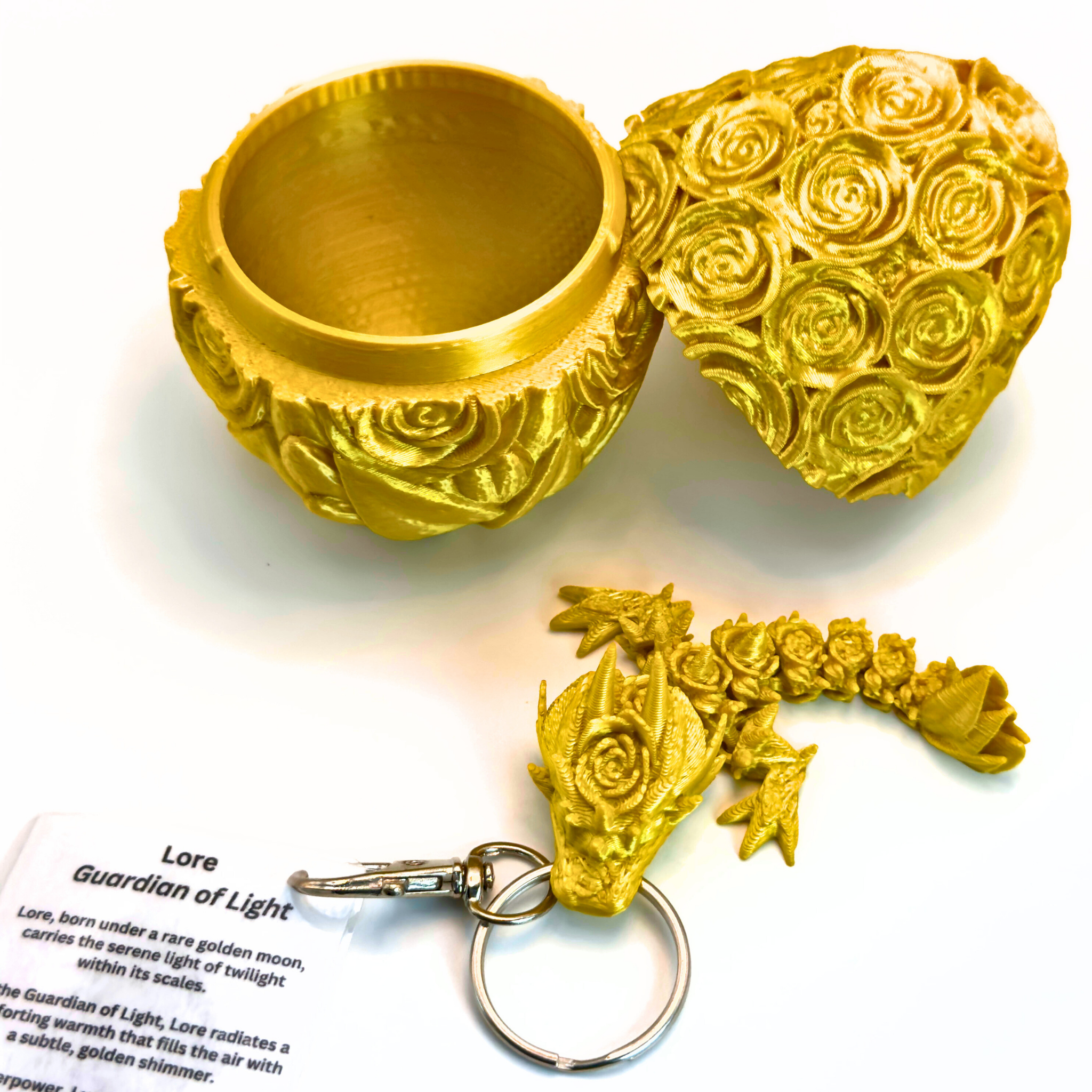 3.5IN Tadling Rose Dragon keychain & Rose Egg - Rose Dragons - Dragon Fidgets
