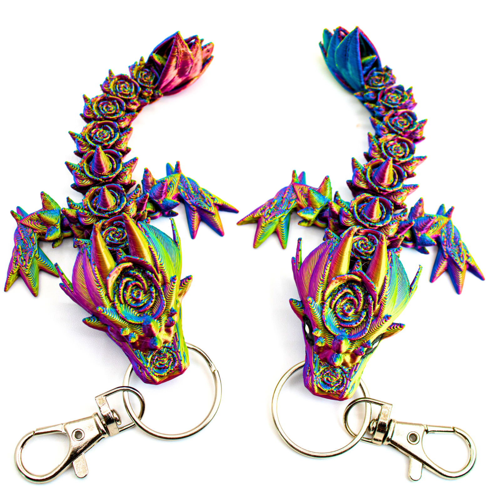 4.5IN Rose Dragon Fidget Keychain - Rose Dragons - Dragon Fidgets