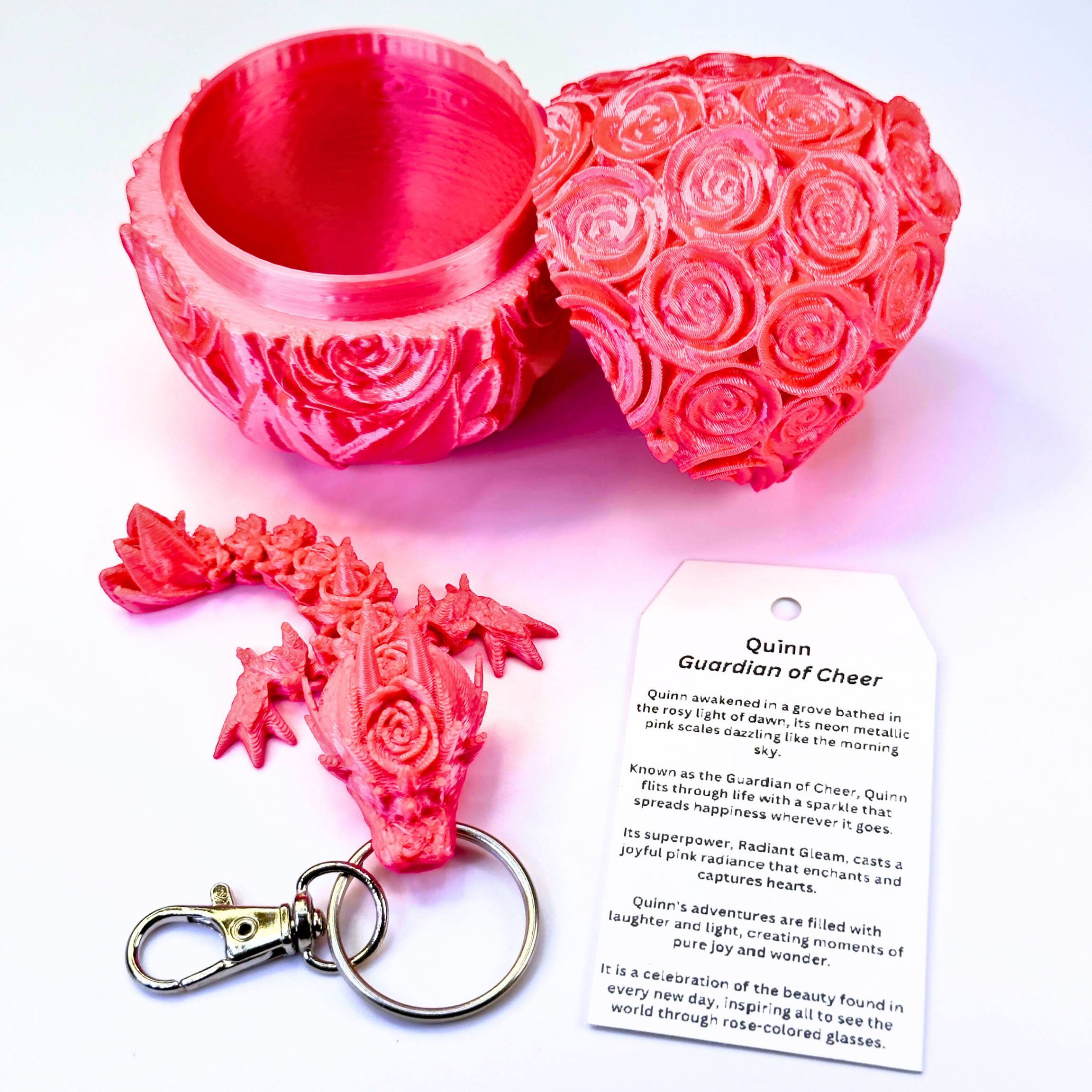 3.5IN Tadling Rose Dragon keychain & 3.5IN Rose Egg