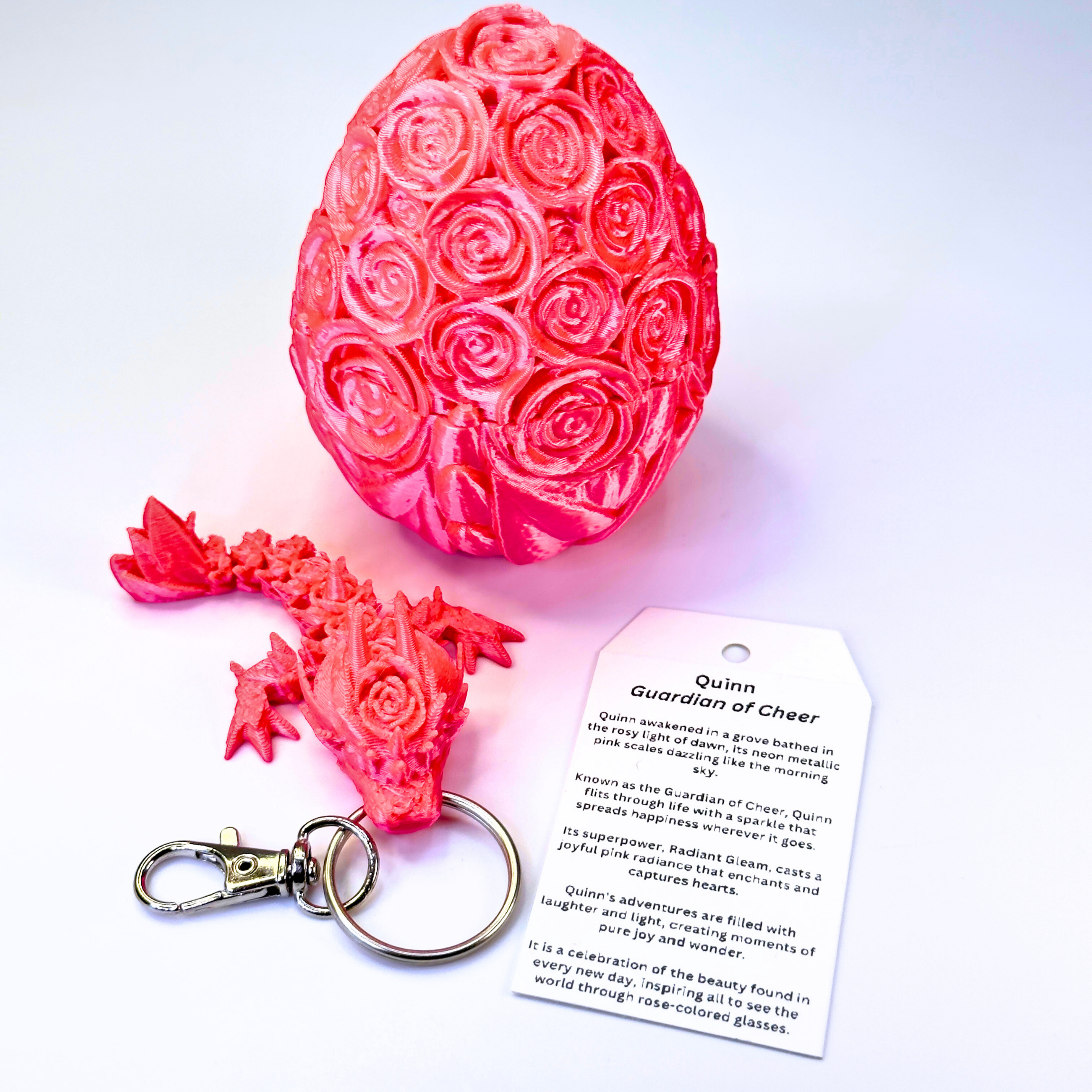 3.5IN Tadling Rose Dragon keychain & 3.5IN Rose Egg