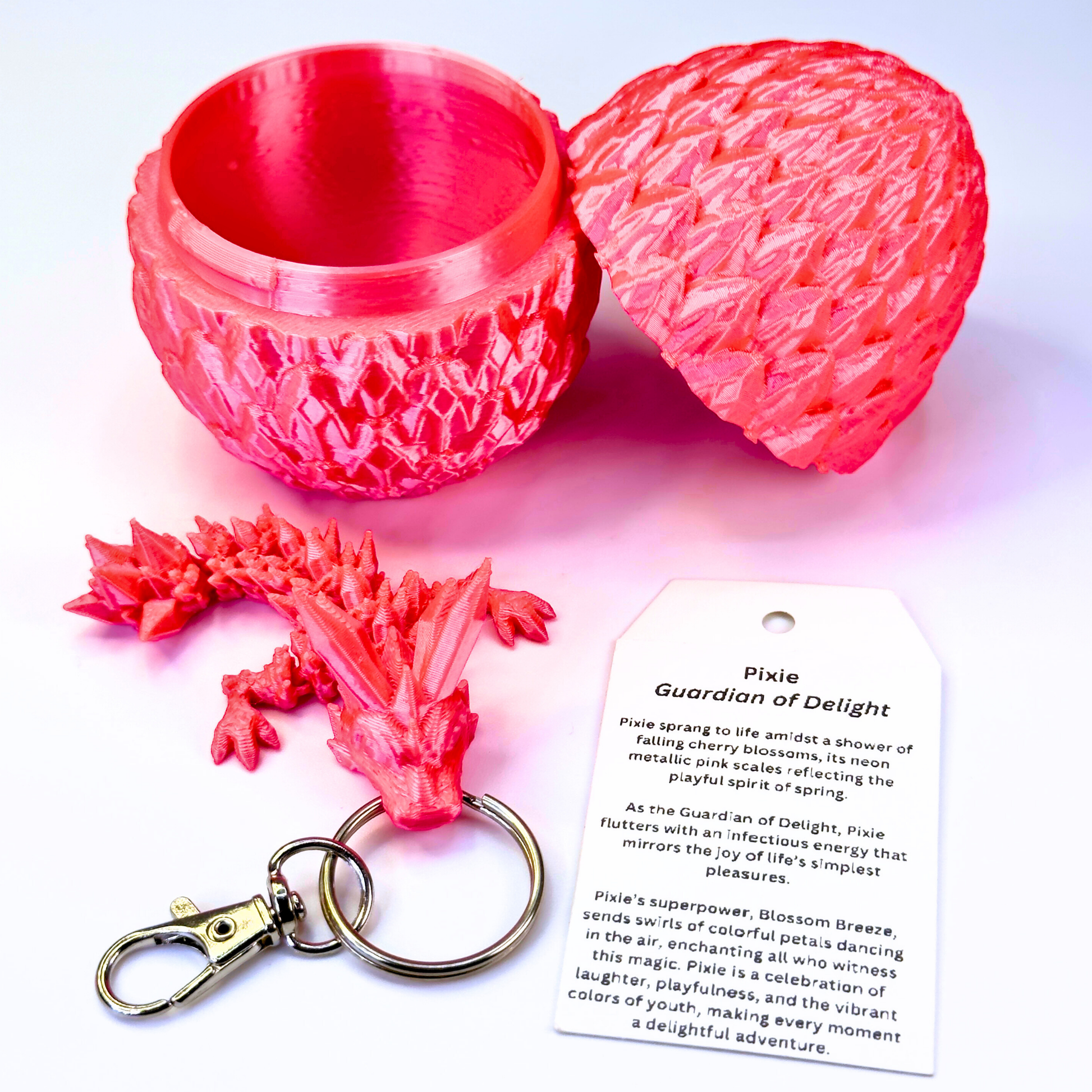 3.5IN Tadling Crystal Dragon Keychain & 3.5IN Crystal Egg - Crystal Dragons - Dragon Fidgets