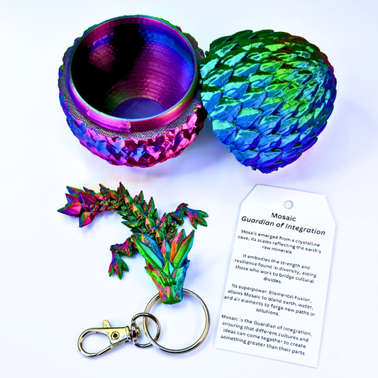 3.5IN Tadling Crystal Dragon Keychain & 3.5IN Crystal Egg - Crystal Dragons - Dragon Fidgets