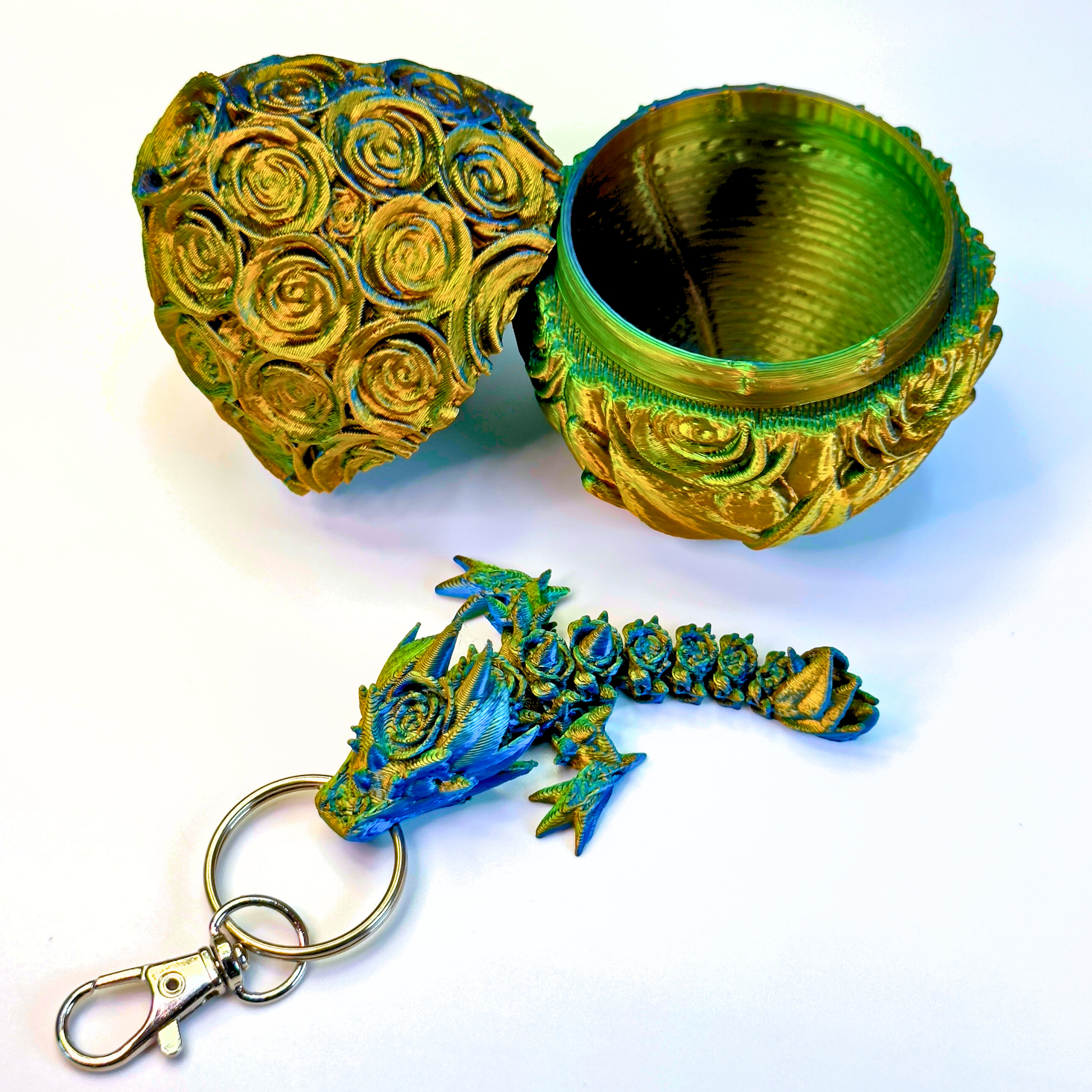 3.5IN Tadling Rose Dragon keychain & Rose Egg - Rose Dragons - Dragon Fidgets
