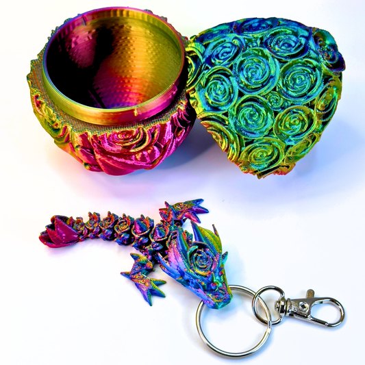 3.5IN Tadling Rose Dragon keychain & Rose Egg - Rose Dragons - Dragon Fidgets