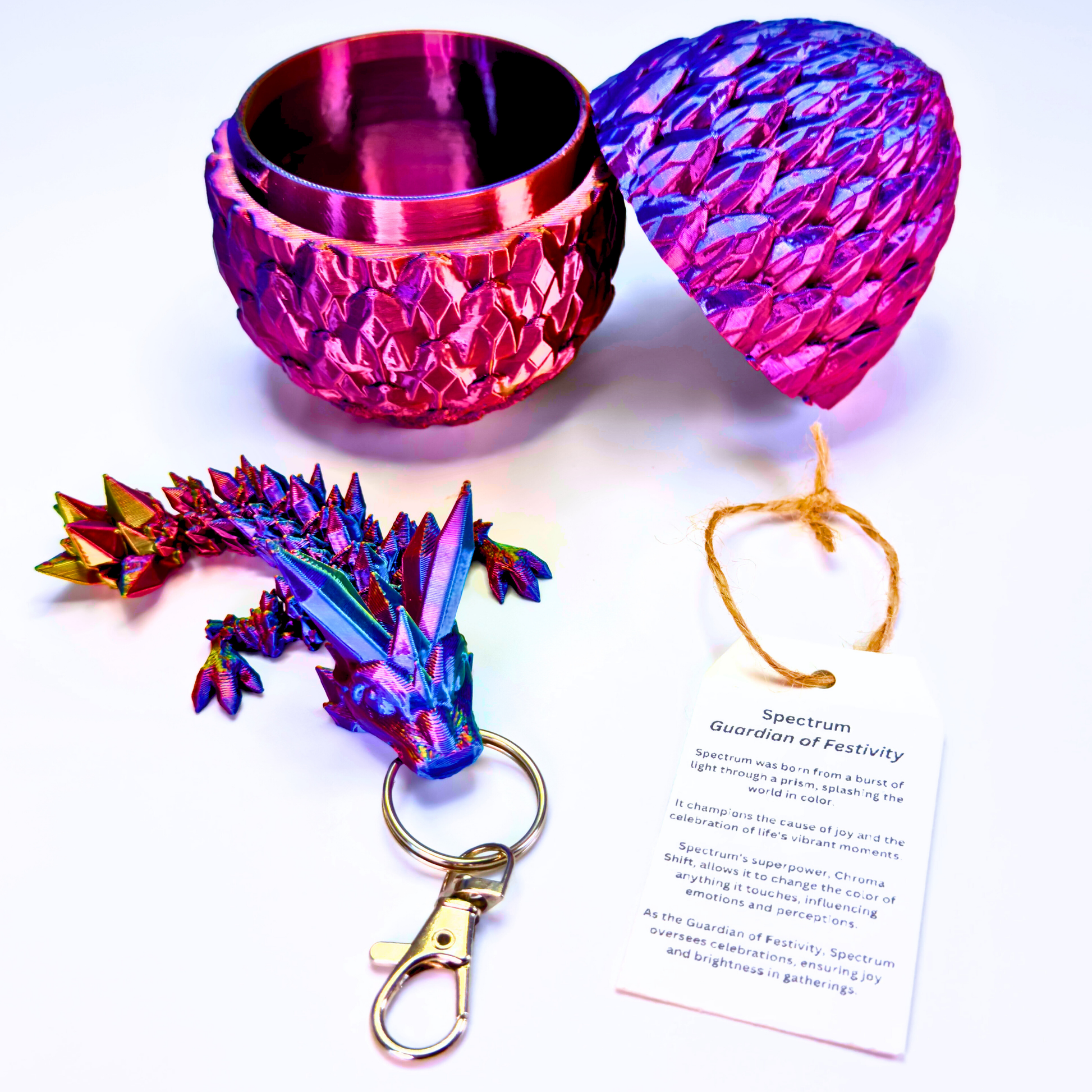 3.5IN Tadling Crystal Dragon Keychain & 3.5IN Crystal Egg - Crystal Dragons - Dragon Fidgets