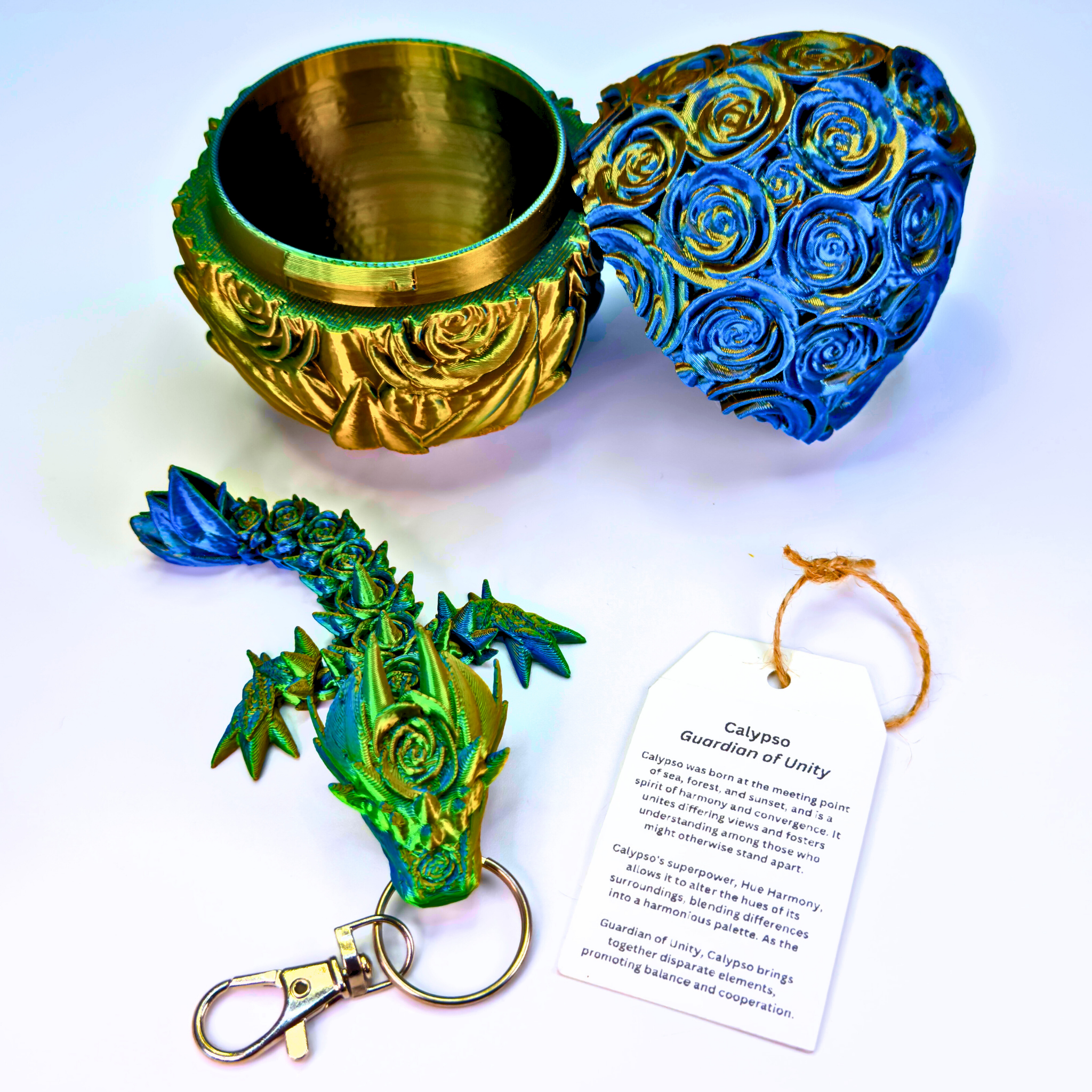 4.5IN Rose Dragon Fidget Keychain - Rose Dragons - Dragon Fidgets