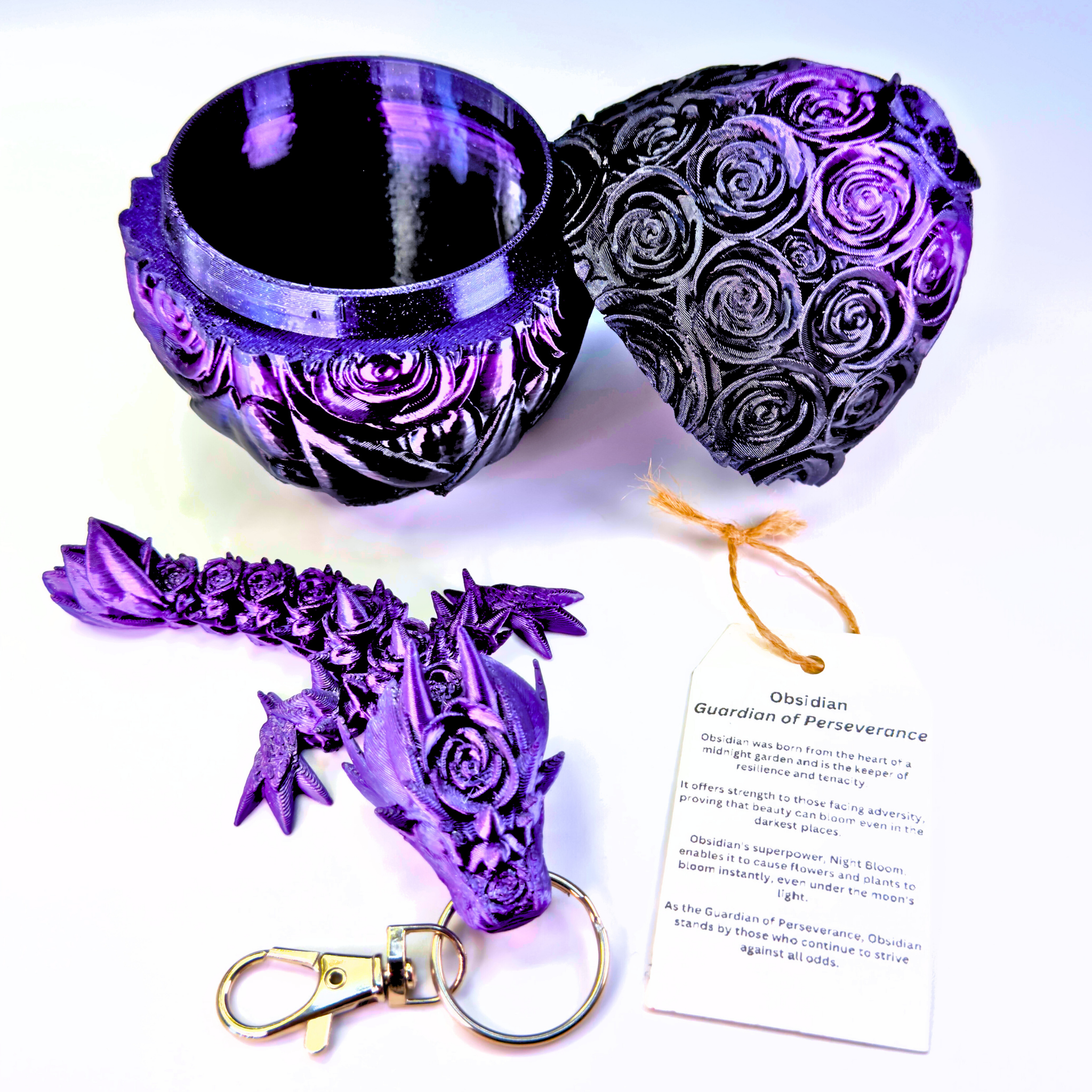 4.5IN Rose Dragon Fidget Keychain - Rose Dragons - Dragon Fidgets