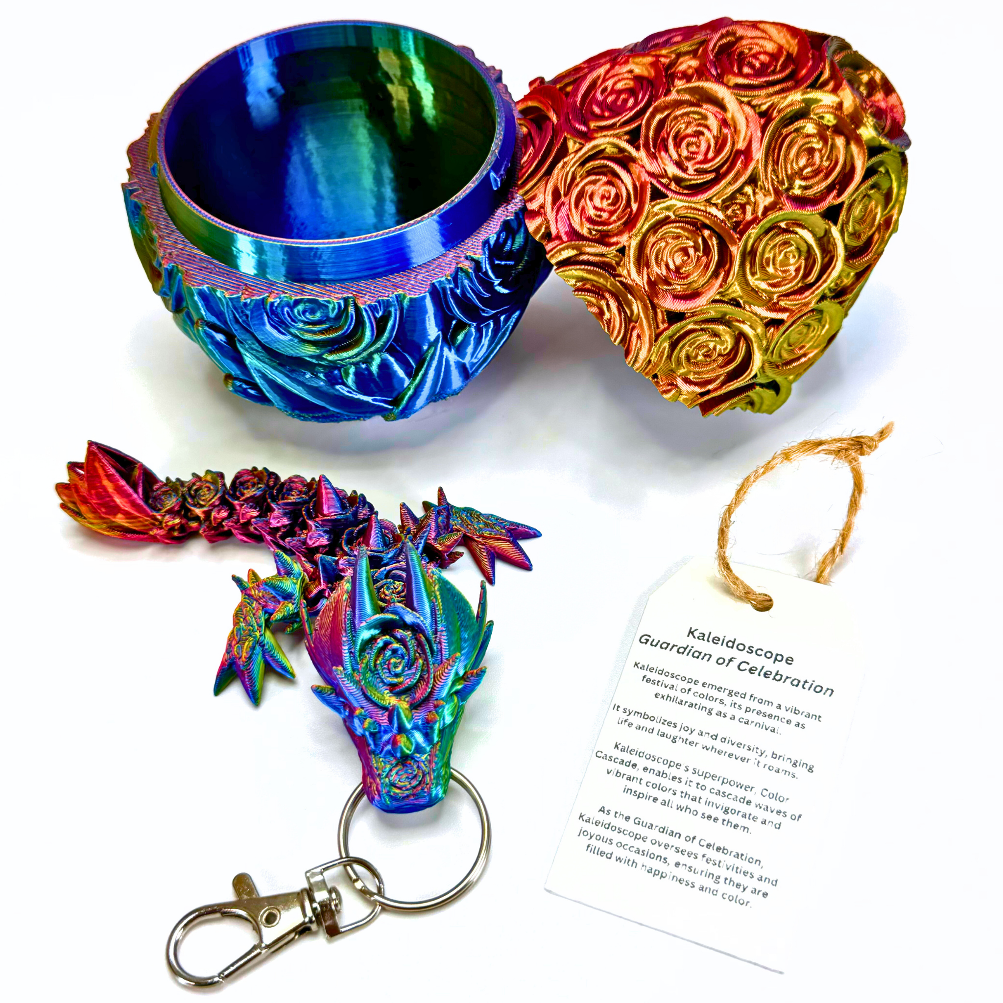 4.5IN Rose Dragon Fidget Keychain - Rose Dragons - Dragon Fidgets
