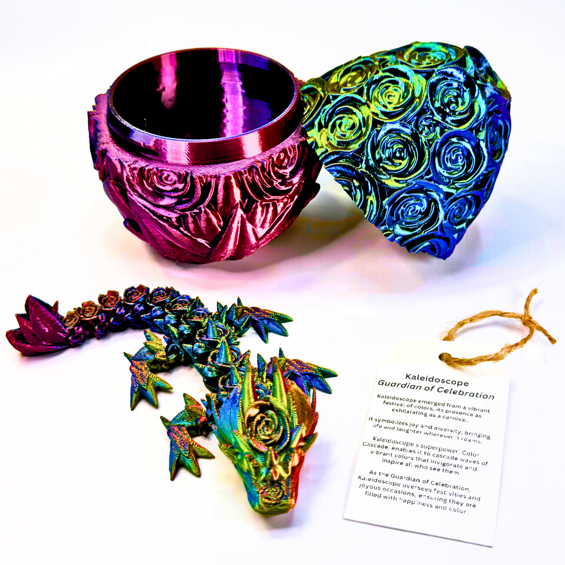 6IN Baby Rose Dragon & 4IN Rose Egg - Rose Dragons - Dragon Fidgets