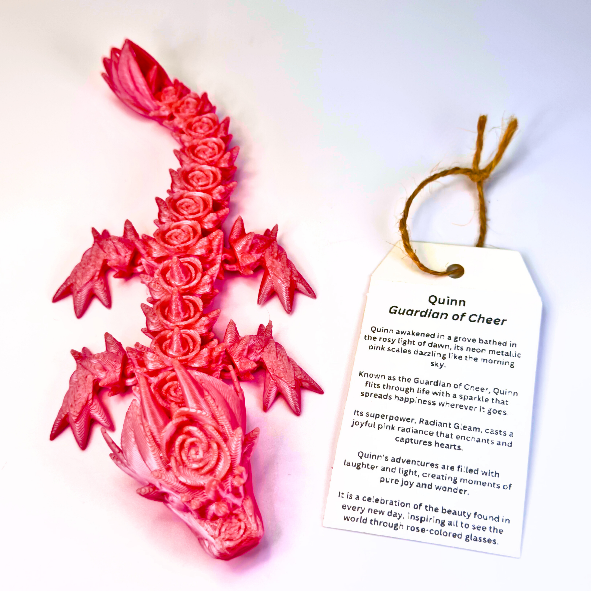 6IN Baby Rose Dragon & 4IN Rose Egg - Rose Dragons - Dragon Fidgets