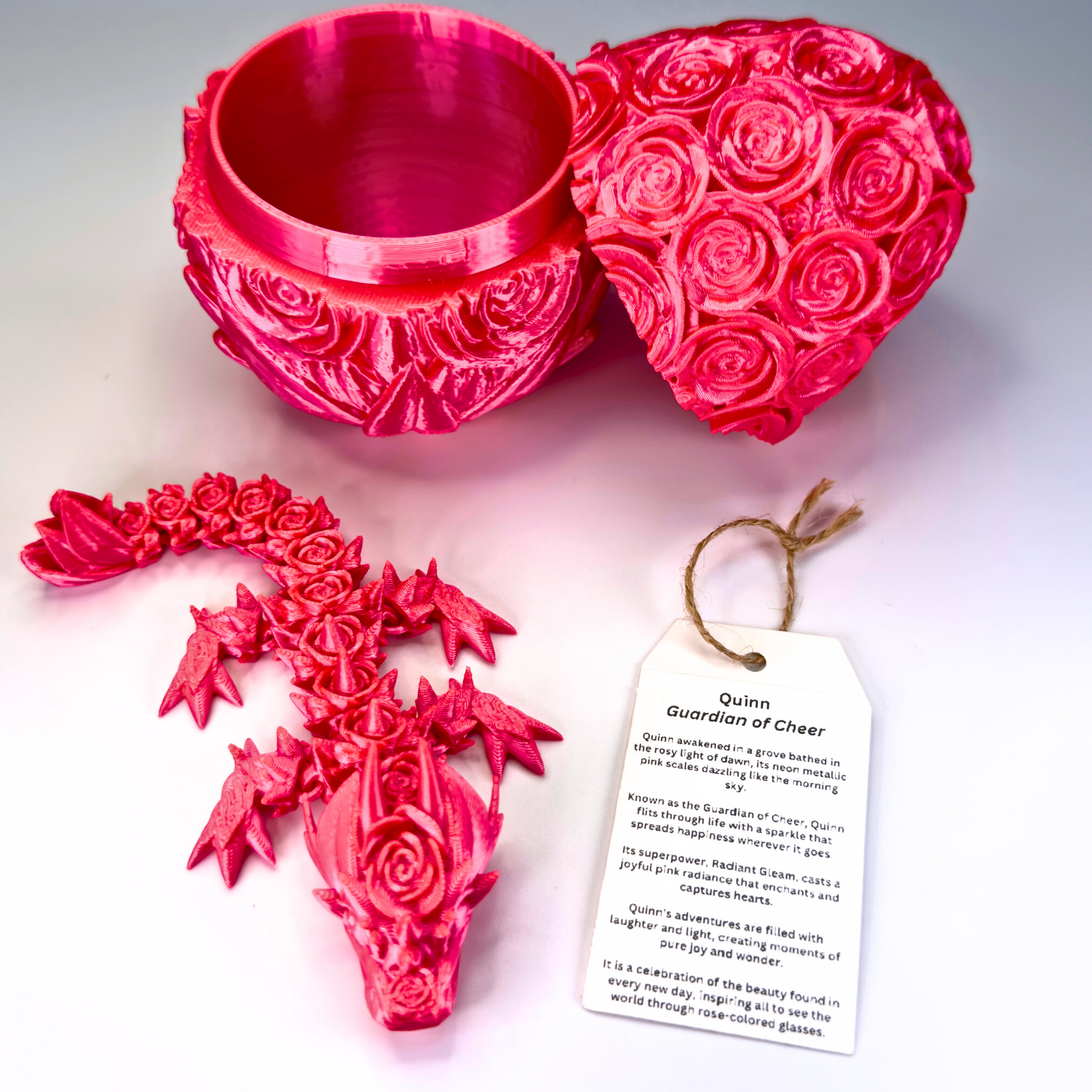 6IN Baby Rose Dragon & 4IN Rose Egg - Rose Dragons - Dragon Fidgets