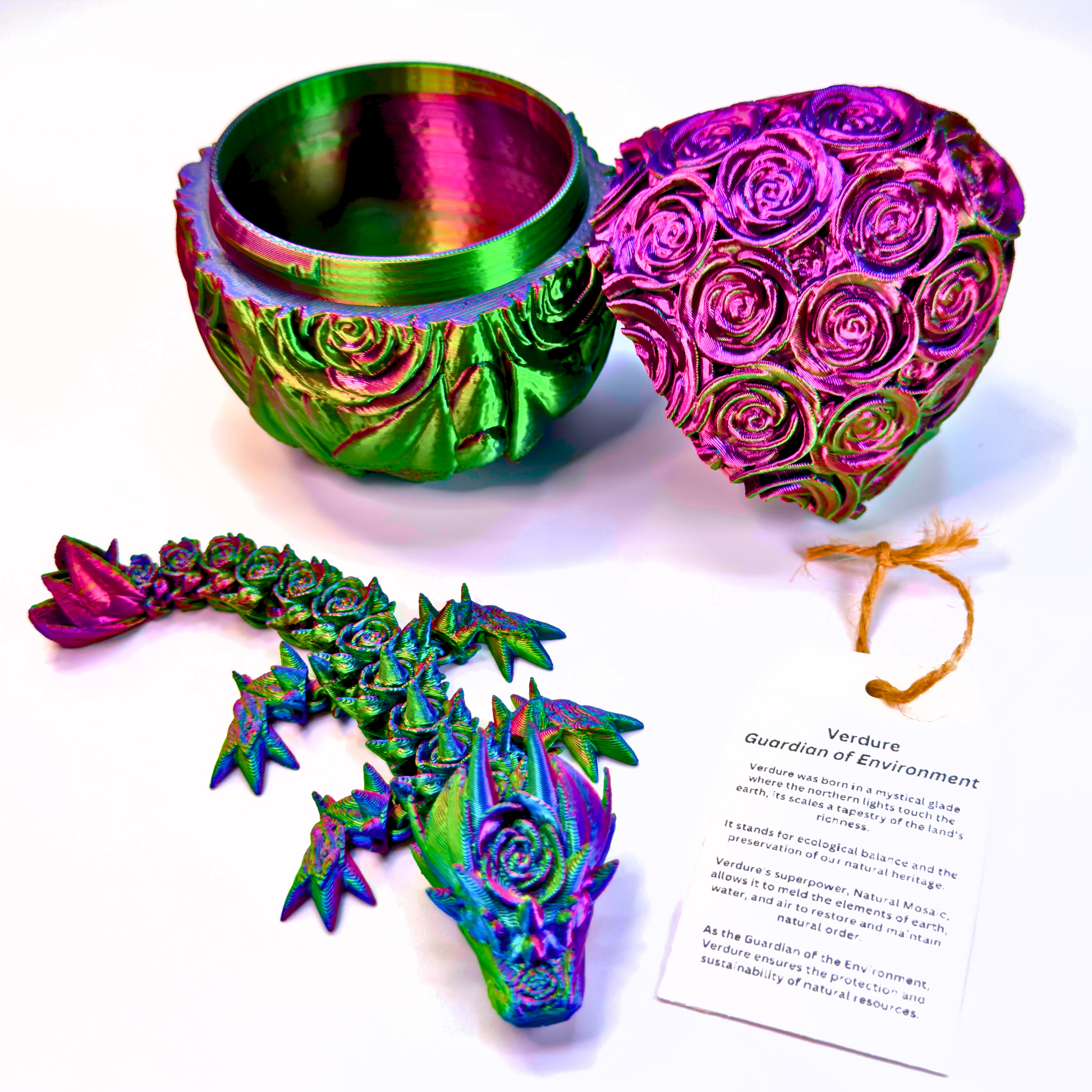 6IN Baby Rose Dragon & 4IN Rose Egg - Rose Dragons - Dragon Fidgets