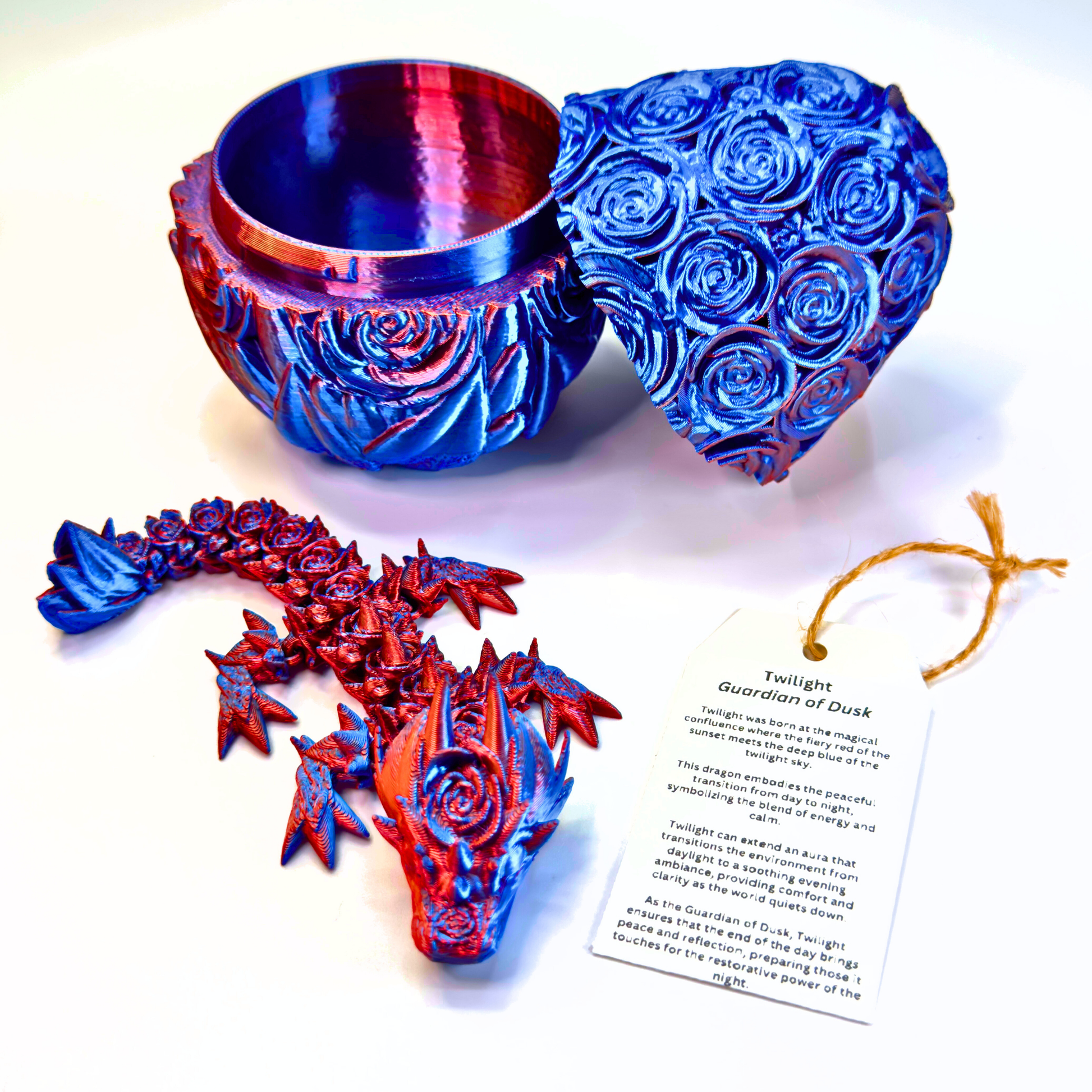 6IN Baby Rose Dragon & 4IN Rose Egg - Rose Dragons - Dragon Fidgets