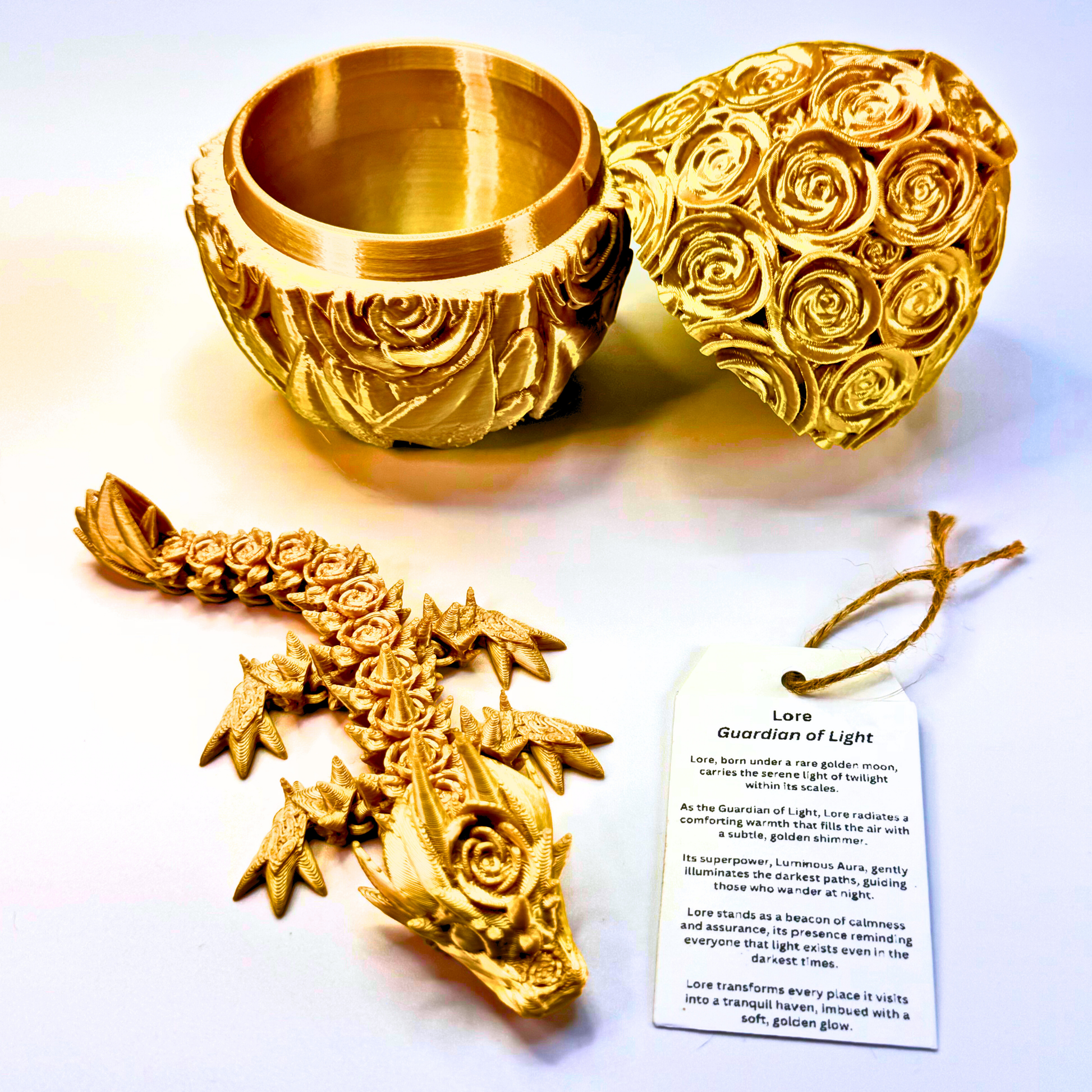 6IN Baby Rose Dragon & 4IN Rose Egg - Rose Dragons - Dragon Fidgets