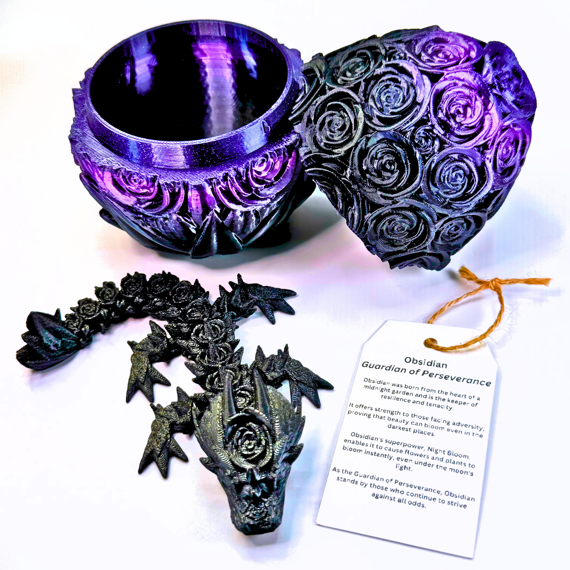 6IN Baby Rose Dragon & 4IN Rose Egg - Rose Dragons - Dragon Fidgets